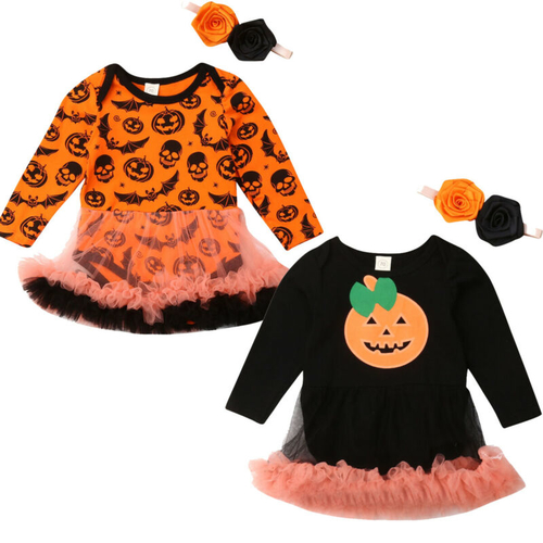 Halloween  2PCS Newborn Baby Girls Bodysuits Dress