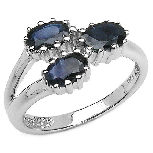 1.90 Carat Genuine Blue Sapphire Sterling Silver Ring