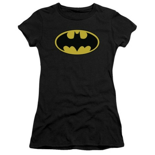 Trevco Batman-Classic Logo - Short Sleeve Junior Sheer Tee - Black- La