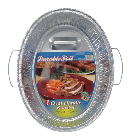 Home Plus 6392112 12.75 x 17.37 in. Durable Foil Oval Roaster Pan - Si