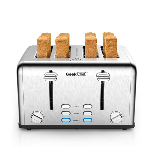 Stainless Steel Extra-Wide Slot Toaster with Dual Control Panels
