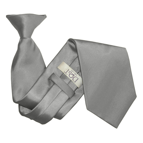 Plain Satin Clip-On Tie - Platinum