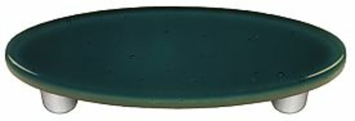 Hot Knobs HK1032-POA Steel Blue Oval Glass Cabinet Pull - Aluminum Pos