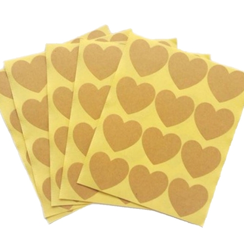 120pcs Blank Kraft Heart Sticker for Handmade