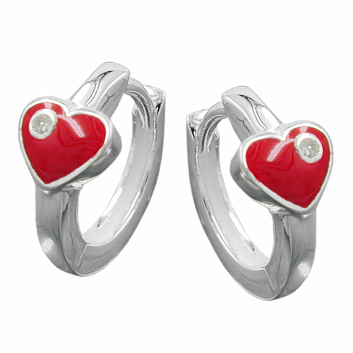 hoop earrings heart 6mm silver 925