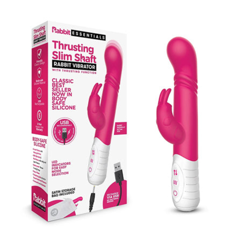 Rabbit Essentials Thrusting Slim Shaft Rabbit Vibrator Rechargeable