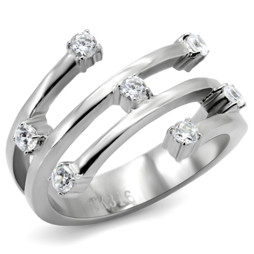 Women High Polished Stainless Steel Ring with Top Grade Crystal in Cle