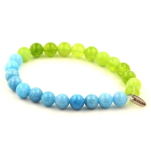 Blue Chalcedony + Peridot Bracelet 8 mm.