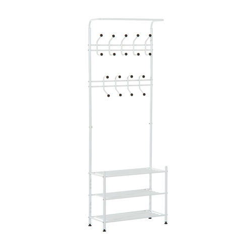 HOMCOM Coat and Shoe Rack Heavy Duty 2-In-1 Entryway Hall Tree 18