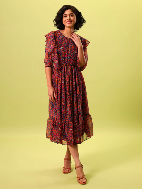 Women A-line Maroon Dress (Size XL)