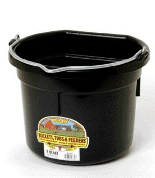 Miller Mfg Co Inc Flat Back Plastic Bucket- Black 8 Quart - P8FBBLACK