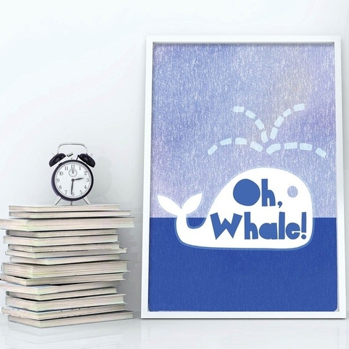 Whale Sign Art Print Painting Poster , Cartoon