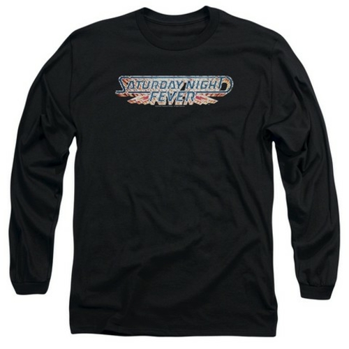 Trevco Saturday Night Fever-Logo Long Sleeve Adult 18-1 Tee, Black