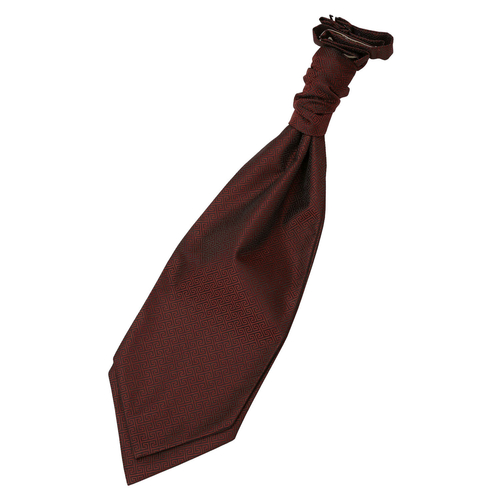 Greek Key Pre-Tied Ruche Cravat - Burgundy