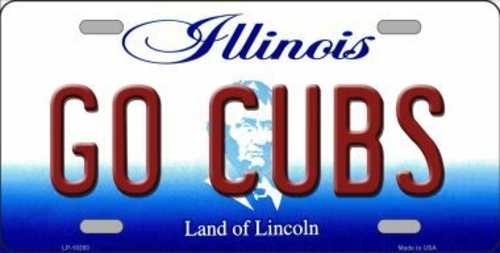 Smart Blonde LP-10293 Go Cubs Illinois Background Metal Novelty Licens