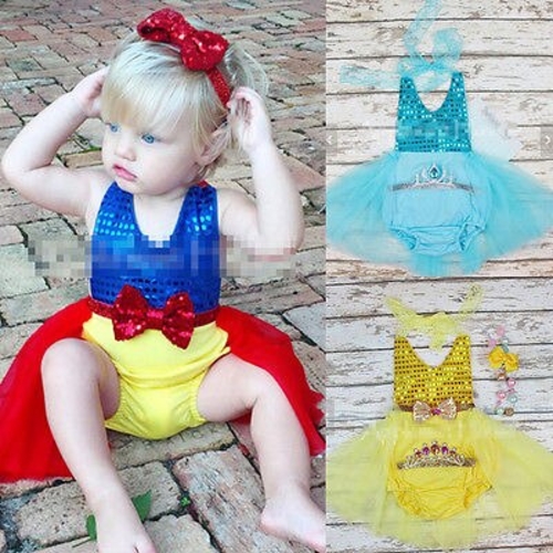 Newborn Baby Girl Lace Halter Sequins Bow Bodysuit