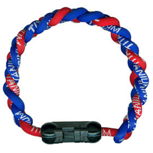 Titanium Ionic Braided Wristband Royal Blue/Red