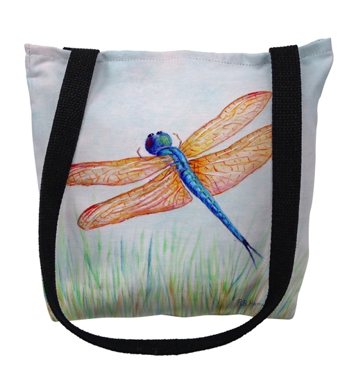 Main Betsydrake TY1045G 18 x 18 in. Amber & Blue Dragonfly Tote Bag - Large image