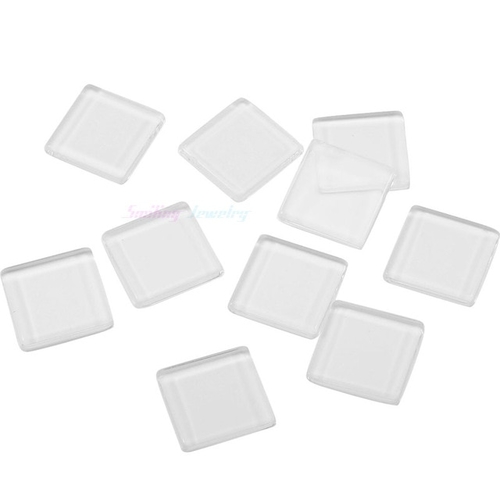 10pcs 25mm (4.2mm Thick) Clear Square Flat Back