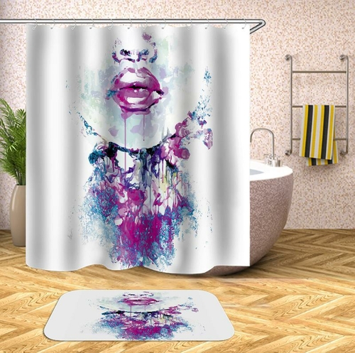 Purplish Sensual Lips Shower Curtain