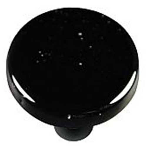 Hot Knobs HK1043-KRB Black Round Glass Cabinet Knob - Black Post