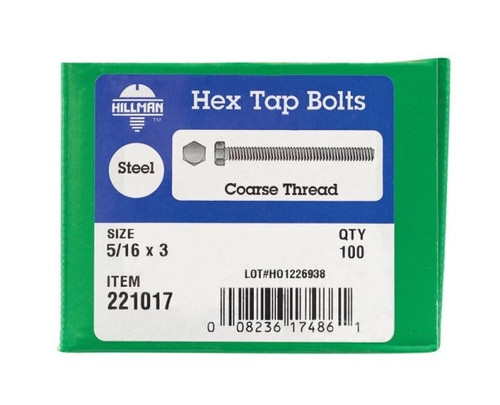 Hillman 221017 0.312 x 3 in. Hex Tap Bolt  Box of 100