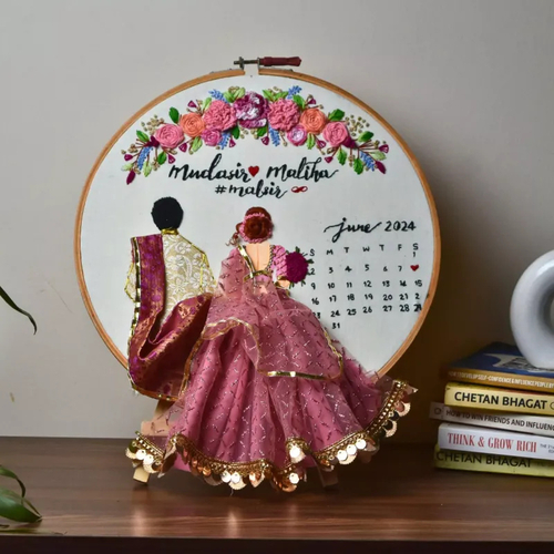 Customisable Wedding Embroidery Hoop with Tassels + Free Easel Stand