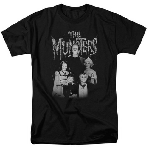 Trevco Munsters-Family Portrait Short Sleeve Adult 18-1 Tee, Black