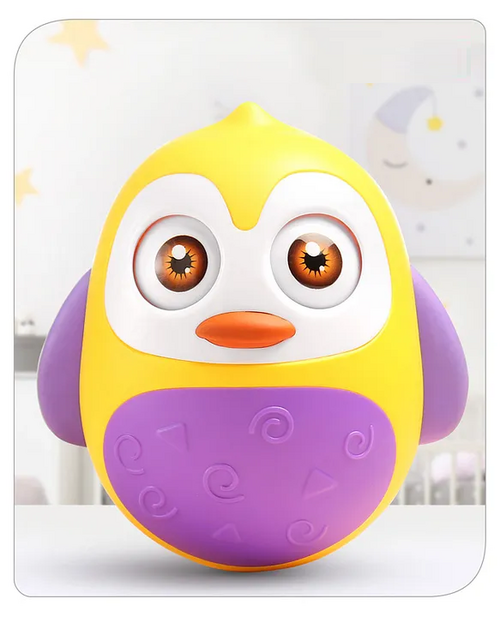 Penguin Musical Push and Shake Eye Blinking Red Roly Poly PURPLE &