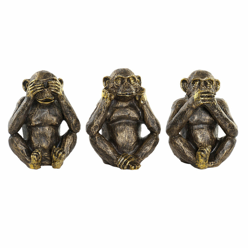 Christmas bauble DKD Home Decor Monkey Golden Resin 15 x 12 x 19 cm (3