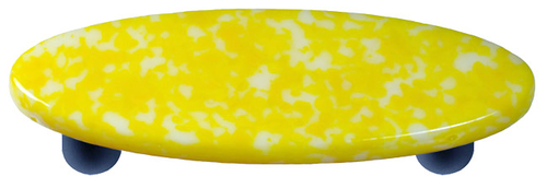 Hot Knobs HK8061-POB Granite Sunflower Yellow & White Oval Glass Cabin