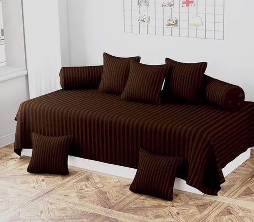 Diwan Set 8 Pcs, One Single Flat Bedsheet With 5 Cushion Covers