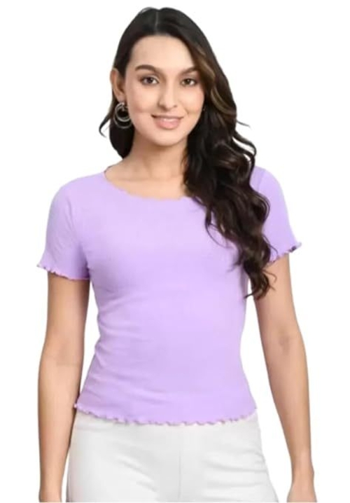 PURPLE Stylish and Latest Women's Casual Short Sleeves Round Neck