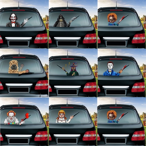 Cute Shar Pei Waving Wiper Decals PVC Car Styling