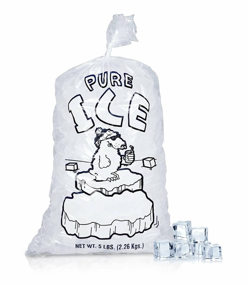 Pack of 1000 Plain Top Ice Bags with Twist Ties 9 x 18. Pure Ice