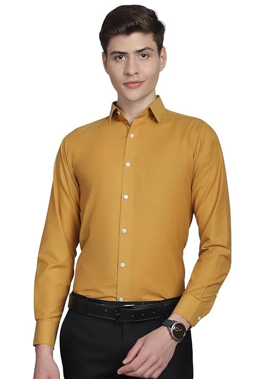 Men's Solid Slim Fit Cotton Casual Shirt SIZE-L COLOR-MUSTARD