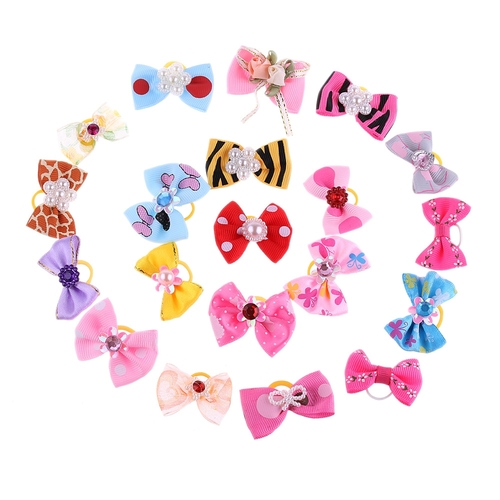 5 PCS Cute Elastic Cat Puppy Little Flower Bows