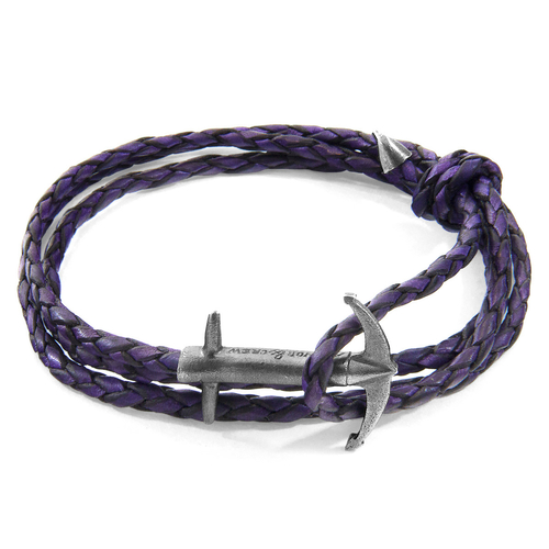 Grape Purple Admiral Silver & Leather Bracelet