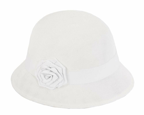 White cloche hat