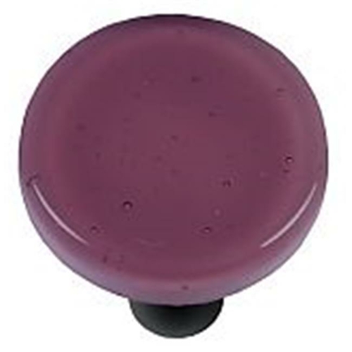 Hot Knobs HK1037-KRB Light Plum Round Glass Cabinet Knob - Black Post