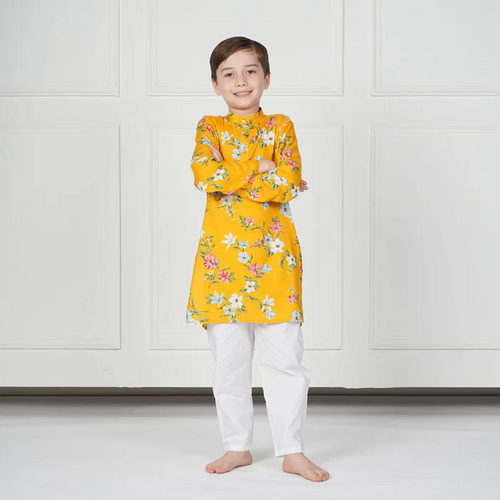 BOYS KURTA PANT SET (SIZE-4-5yr) (COLOR-YELLOW)