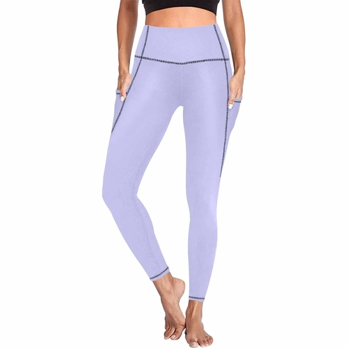 Womens Leggings with Pockets - Fitness Pants / Periwinkle Purple
