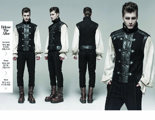 Western Fashion WY1094-BK-L Steampunk Retro Vest, Black - Large