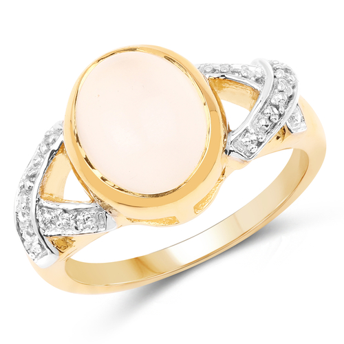 14K Yellow Gold Plated 3.06 Carat Genuine Moonstone & White Topaz .925