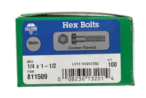 Hillman 811509 0.25 x 1.5 in. Galvanized Hex Bolt