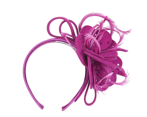 Fuchsia felt flower winter fascinator