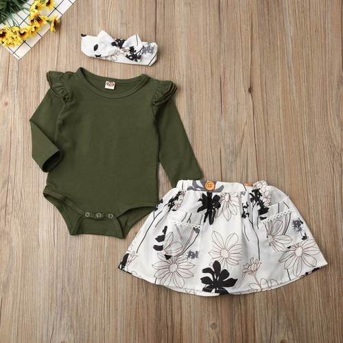 Pudcoco Autumn 3PCS Newborn kids Baby Girl Clothes