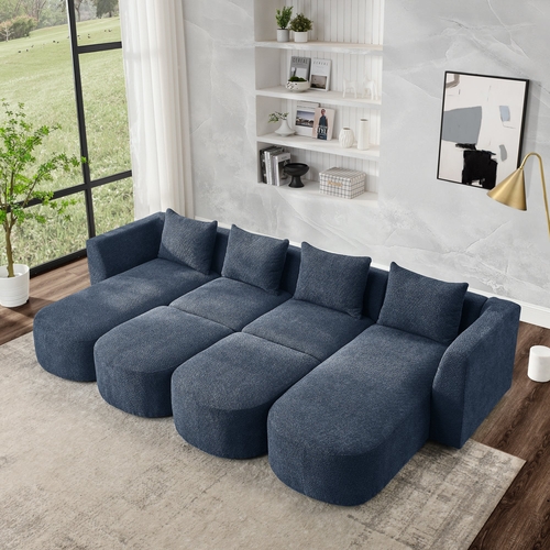 U Shape Sectional Sofa including Two Single Seat, Two Chaises and Two