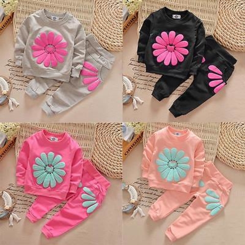 2016 Infant Baby Kids Girls Long Sleeve Sun Flower