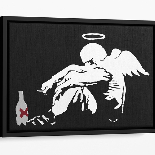 Banksy Fallen Angel Floating Framed Canvas